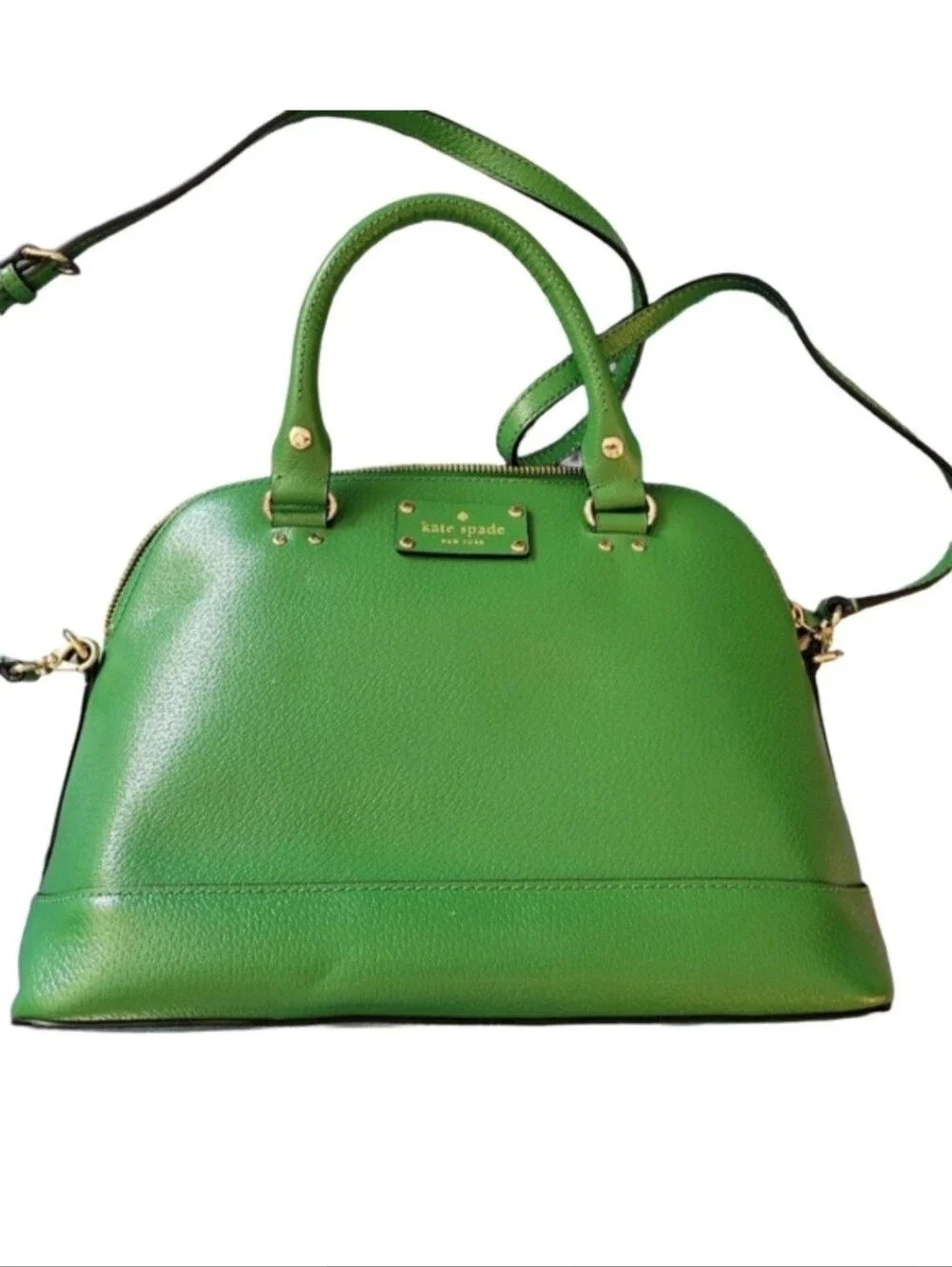 Kate Spade Wellesley Rachelle Small Satchel Green With Handle & Shoulder Strap